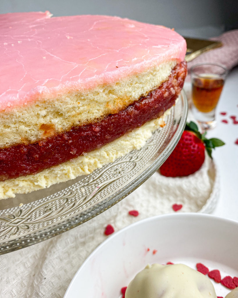 punch heart cake slices