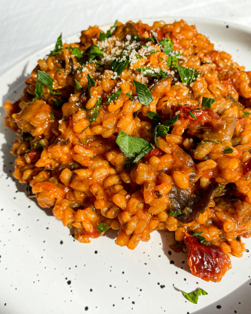 Risotto With Grilled Eggplant And Dried Tomatoes
