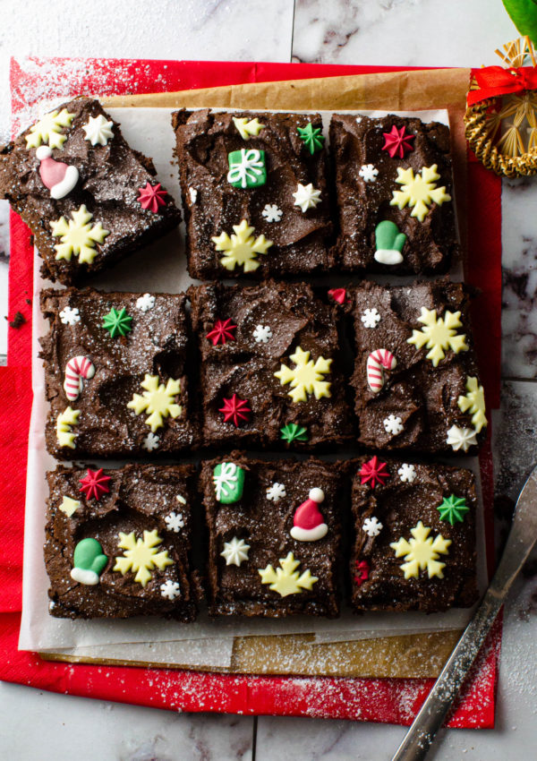 Christmas Brownies With Chocolate Icing