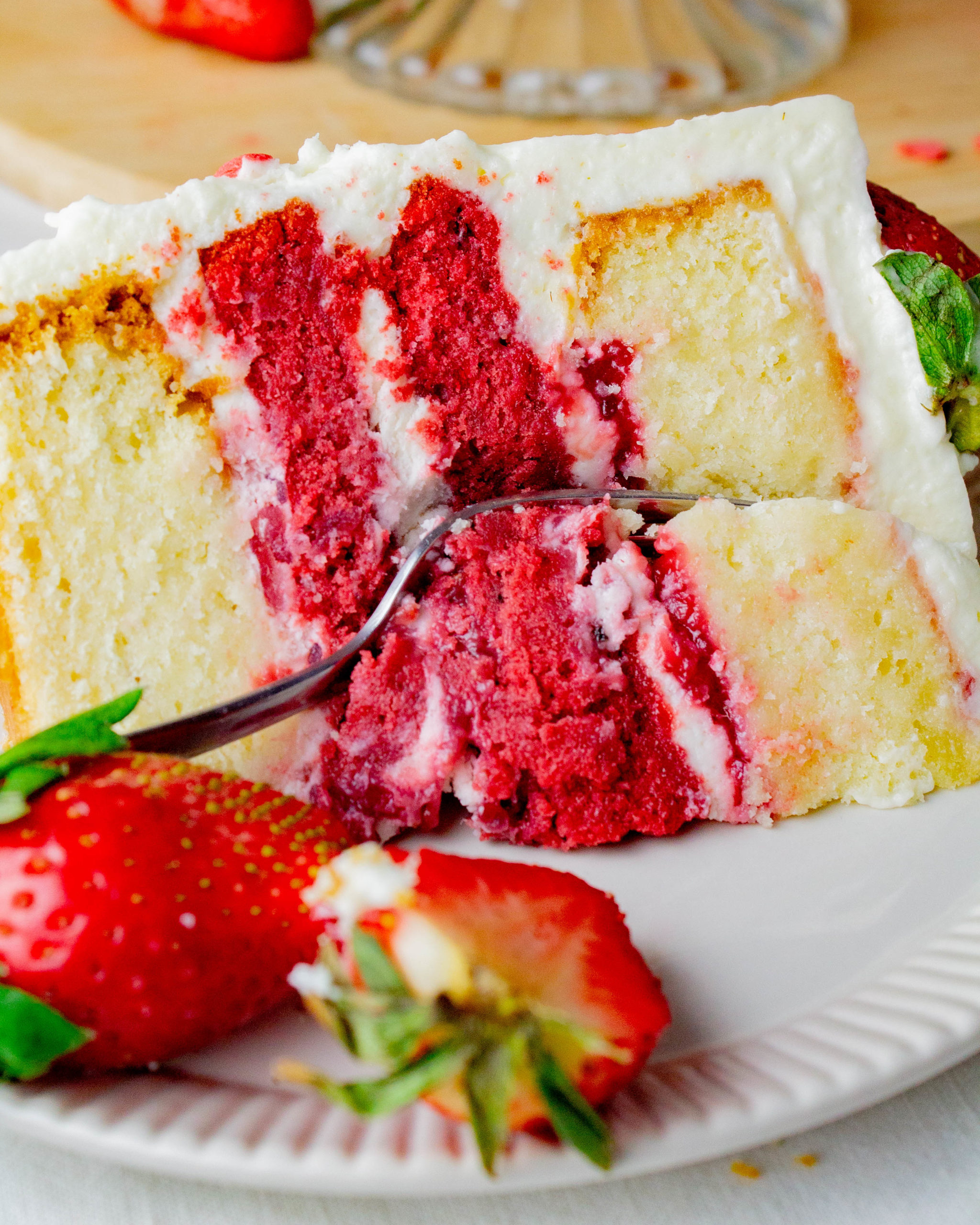 White Velvet Cake With Strawberries
