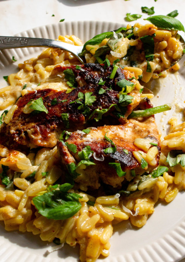 Honey Glazed Chicken Orzo With Ginger