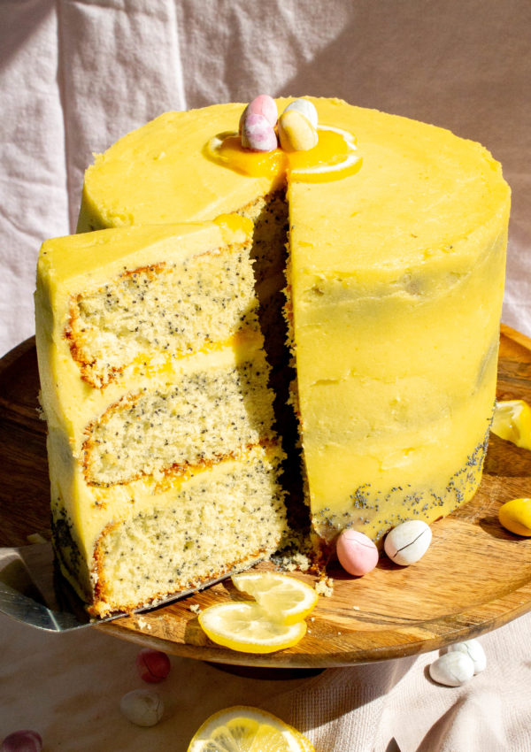 Easter Lemon Layer Cake With Poppy Seeds